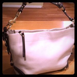 Coach cream and brown leather shoulder bag